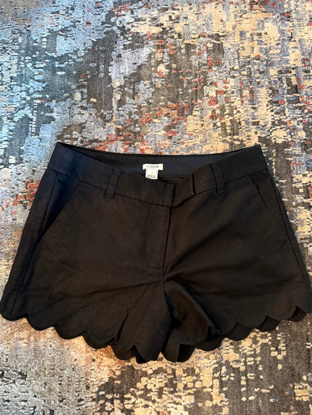J. Crew Black Scallop-Hem High Waist Shorts